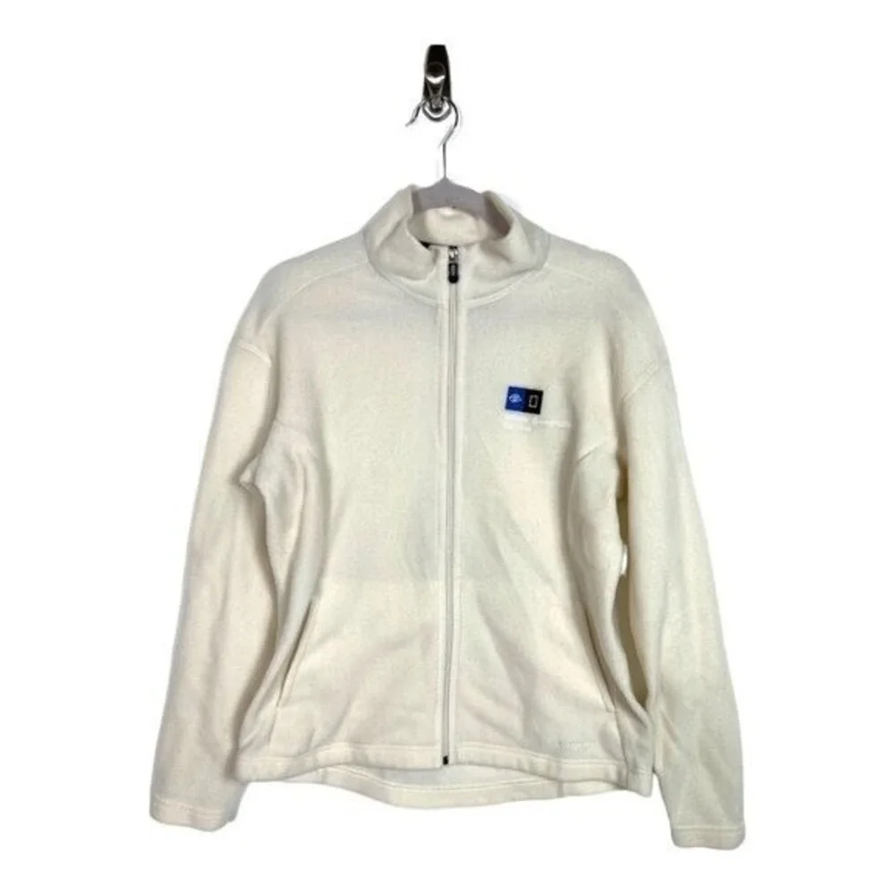Patagonia Synchilla Womens‎ Fleece Jacket Cream National Geographic Logo Size L